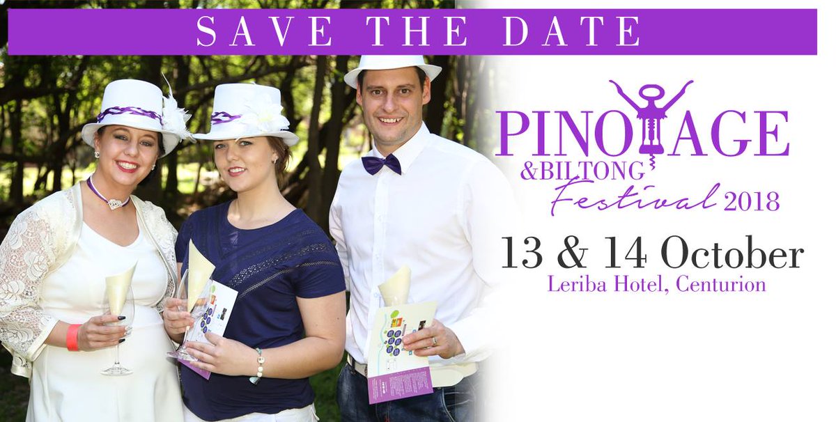 Tickets are now available for the 2nd Gauteng Pinotage &amp; Biltong Festival taking place at Leriba Hotel, Centurion, on Sat 13 Oct (International Pinotage Day) &amp; Sun14 Oct 2018 from 11-5pm restaurants.co.za/news/pinotage-…

#LeribaHotel #Pinotage #Biltong #Festival <a href="/leribahotel/">Leriba Hotel</a> #PinotageDay