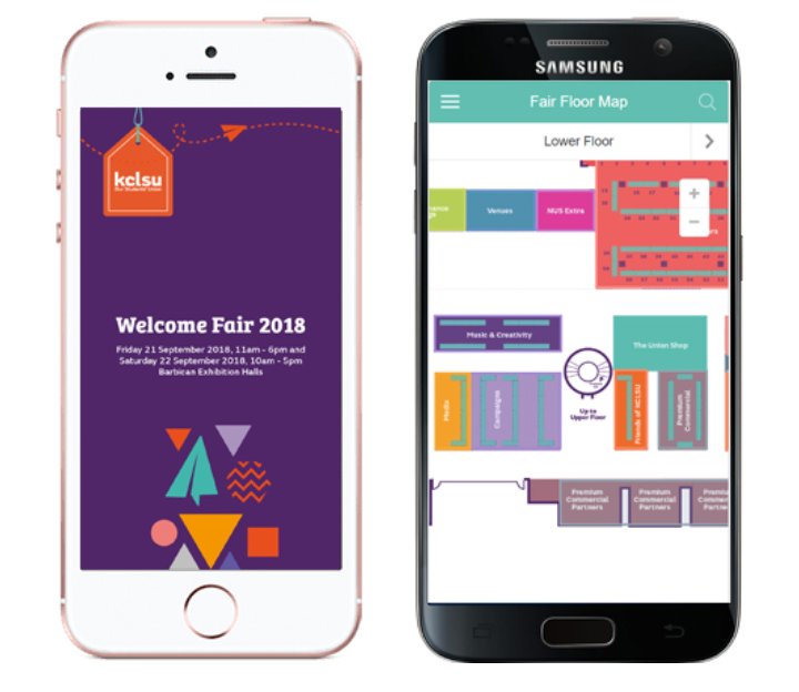 We've got an app for the KCLSU Welcome Fair this year which will allow attendees to find their way around the fair and also easily access your page of the KCLSU website. You can find it by searching for KCLSU Fair in the app store and google play