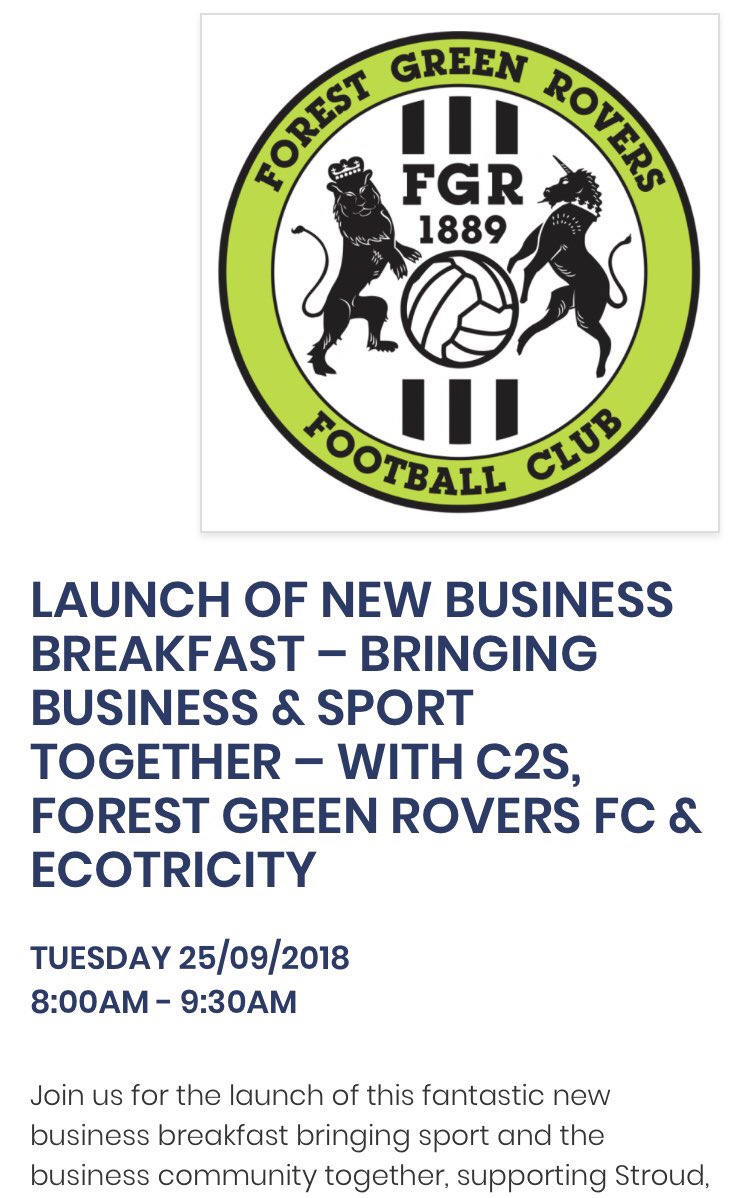 Back to work &amp; school today catching up with C2S  Members <a href="/bracey_nick/">Nick Bracey</a>  <a href="/BraceCreative/">Brace Creative Agency</a>  <a href="/Simon/">Simone Brunozzi</a> Ellis @GlosFinance and new contacts @ #StroudNet. Exciting events coming up with <a href="/Circle2Success/">Circle2Success</a> - Business Breakfast <a href="/FGRFC_Official/">Forest Green Rovers</a> &amp;  <a href="/ecotricity/">ecotricity</a> on 25 Sept. circle2success.com/events/