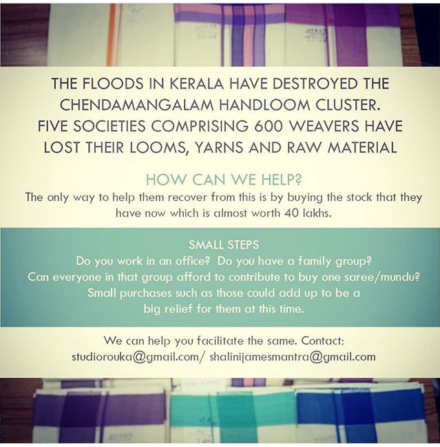 RedSisterBlue's tweet photo. Small steps big help. Contact directly @roukabysreejithjeevan  for any enquiries. Get your Diwali gifting sorted a little early and bring hope to people ❤️#beautiful #instagram #weavers #help #kerala #keralafloods #rebuildingkerala https://t.co/EluU0Z6B0x