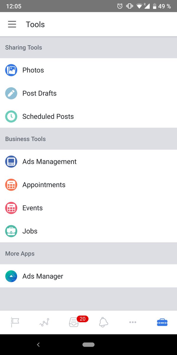 testingcatalog's tweet image. I think I saw it before but I am not sure if a Tools button were on the right side of the bottom nav bar in #facebook #pagesmanager