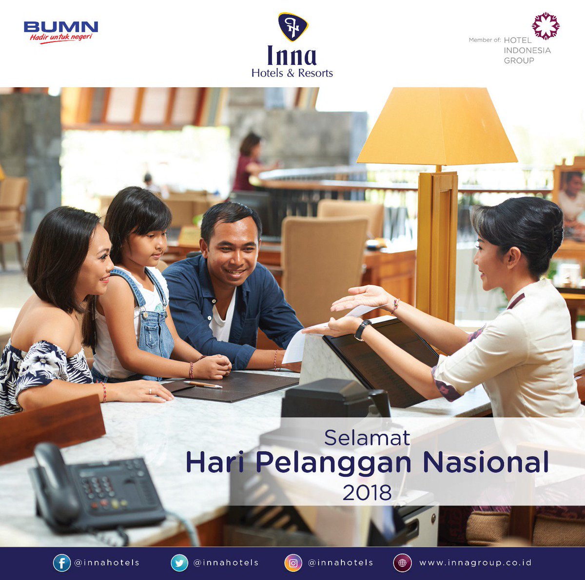 On this National Customer Day #HariPelangganNasional , we would like to thank our valued Customers for their trust to PT Hotel Indonesia Natour( Persero) We hope that we can always fulfill your demands and expectations 🙏🏻🙏🏻

Discover more about us at innagroup.co.id