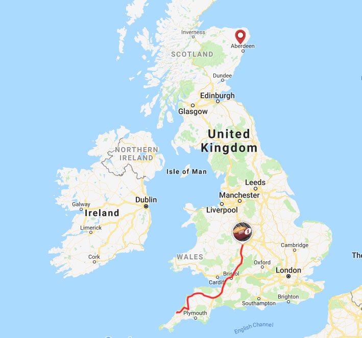 Padstow ➡️ Rock ➡️ Launceston ➡️ Bude ➡️ Bideford ➡️ Barnstaple ➡️ Bristol ➡️ Gloucester ➡️ Tamworth

Can we get it to Aberdeenshire in time for Thursday morning?

Follow the pasty’s journey live: bbc.co.uk/radio1

#PassThePasty