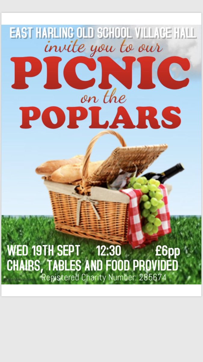 HarlingOld's tweet photo. Our next event is on Wednesday 19th September 
A picnic on the poplars - please note we will be providing chairs and tables and of course food! #eastharling #breckland #community https://t.co/Vn6k7z3dpc