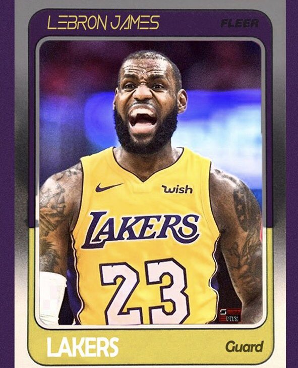 Swift11TG's tweet photo. Old-School Fleer Basketball Card of @KingJames @Lakers #lebronjames #LAbronJames #kingjames #king #lakers #losangeles #LAX #LakeShow #fleer #fleercards #swizzedits #thisiswhyweplay #nba #digitalart https://t.co/EA8VzGt6xt