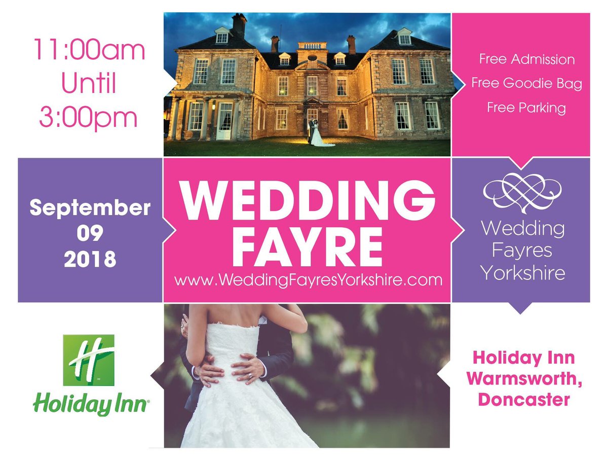 #weddingfayre this Sunday at the Holiday Inn Doncaster. A host of great suppliers and Warmsworth Hall will be set for a wedding 😍

Please RT

#weddingvenue #Doncaster #DoncasterIsGreat #southyorkshire #weddings #Rotherham #rotherhamiswonderful #love