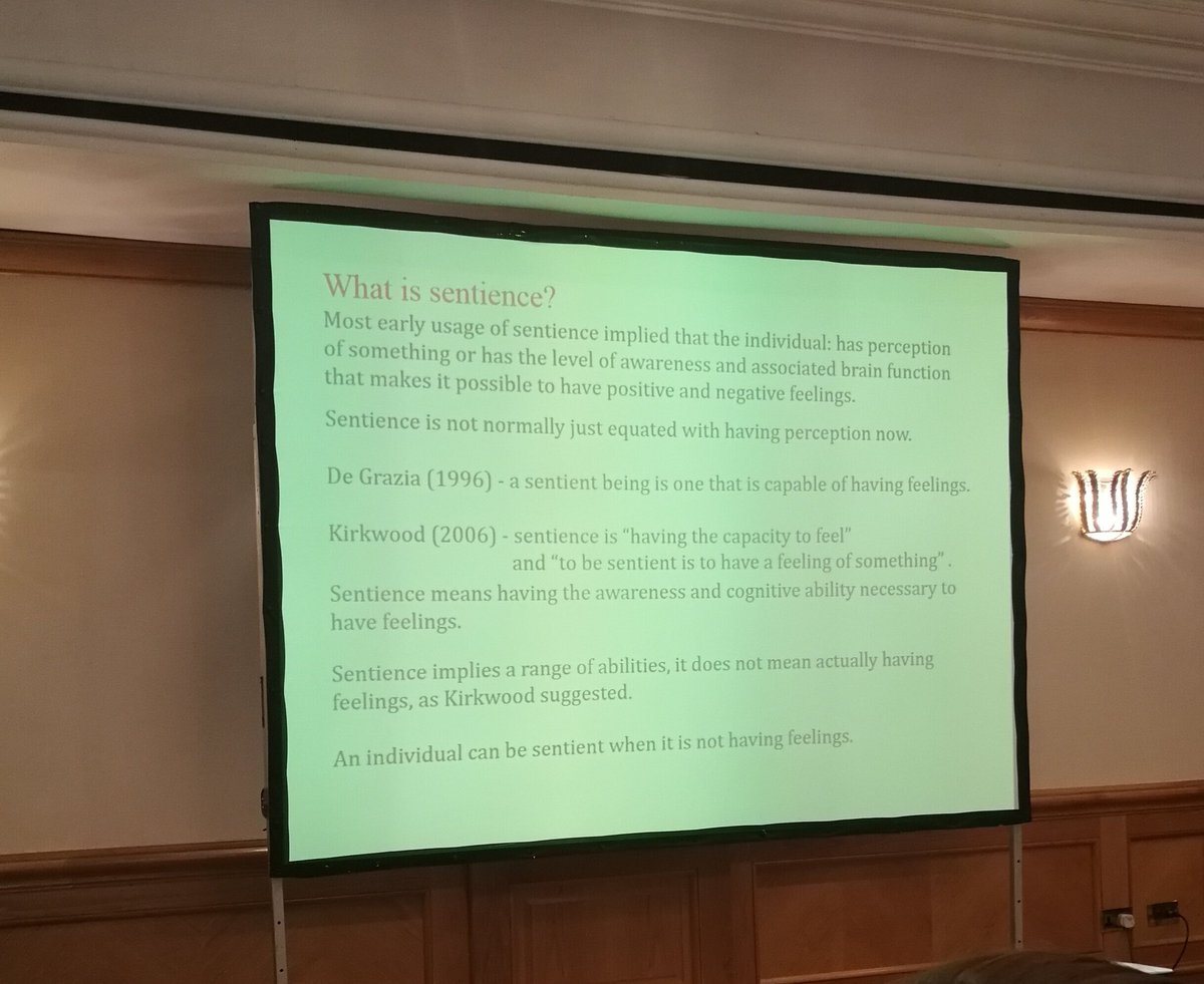 AW_consultancy's tweet photo. #awrn18am
What is animal sentience... Well it's complicated! Listening to Prof Broom on the biology of sentience. My talk on measuring sentience is up next... https://t.co/XMe9Uo4xDW
