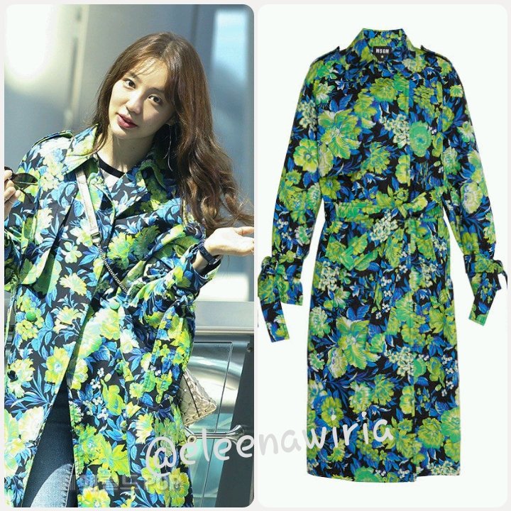 eleenawiria's tweet photo. Yoon Eun Hye #윤은혜 spotted filming her new drama wearing #MSGM tropical jungle print trench_blue 🍀🍀🍀 
cr to owner https://t.co/MFWPxVwV1o