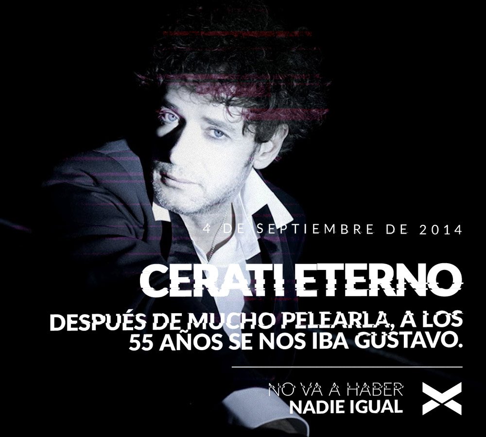 Vorterix's tweet photo. 🗓️ #Efemérides

😢 Hace 4 años fallecía Gustavo Cerati. 

♥️ #CeratiEterno https://t.co/7pxCpE1XWj