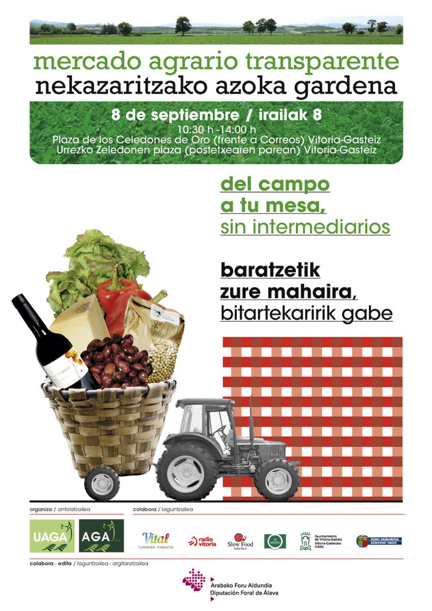 Te invitamos al próximo Mercado Agrario Transparente, el sábado en la plaza de los Celedones de Oro de Vitoria-Gasteiz: bit.ly/Mercadotranspa…