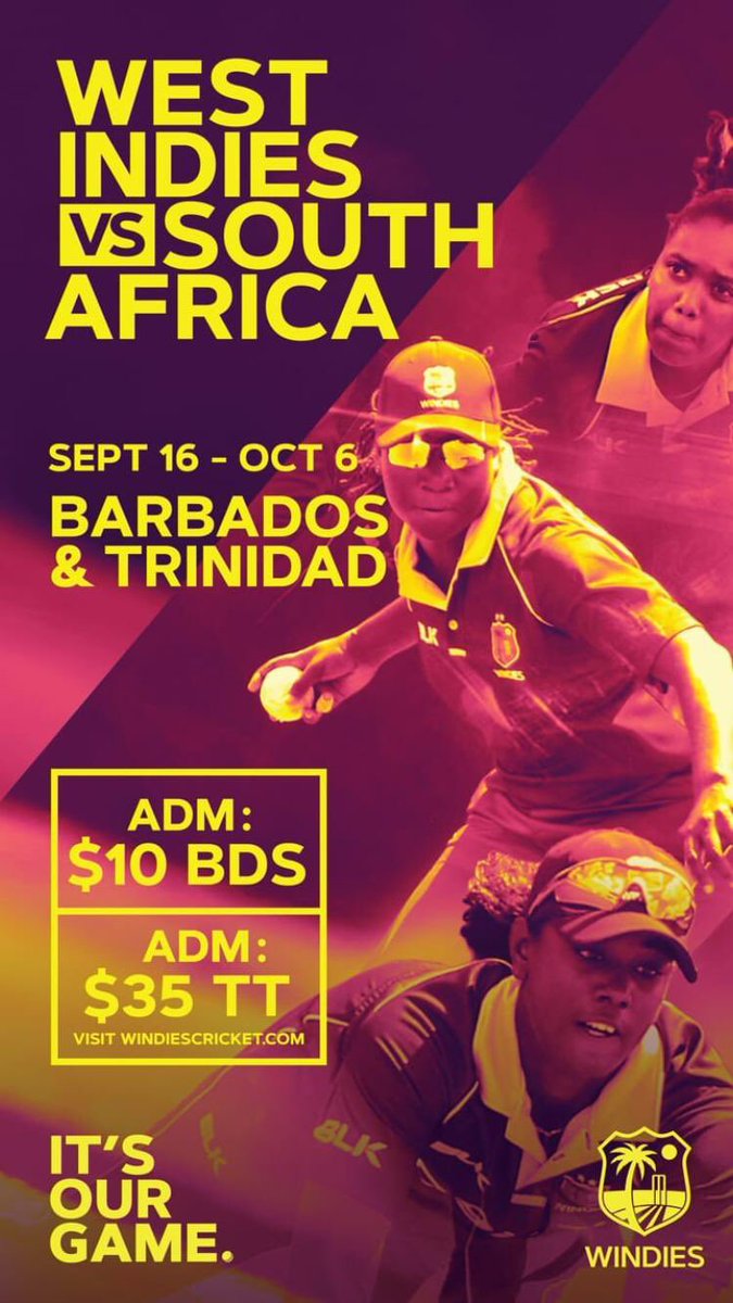 We are ready!! Are you?? Get your tickets and come support us #TeamWindies As we kickstart our International home series vs South Africa .. #Movinginfaith #ForeverGrateful