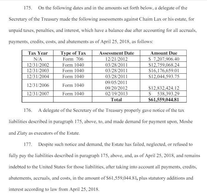 FTR: Moshe Lax was  @IvankaTrump's jewelry biz partner for a decade, a confidante & guy who introduced her to Jared. The DOJ filed a civil complaint against Moshe, his wife & sister, looking to recover more than $40 million owed to the IRS.  https://www.scribd.com/document/385460636/United-States-of-America-v-Lax-et-al-filed-in-EDNY-7-16-18#user-util-view-profile …