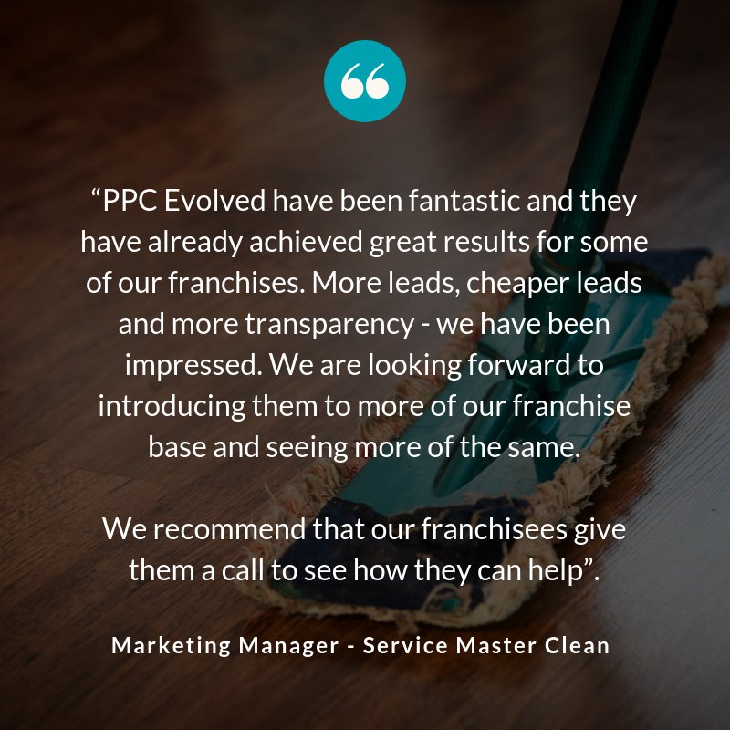 PPCEvolved's tweet image. Lovely review for the PPC Evolved team. We increased this client’s franchisee conversion rate by 96%, just think what we can do for you? We help businesses reach new audiences using PPC. To get more leads through PPC, call us now on 0161 883 1094.