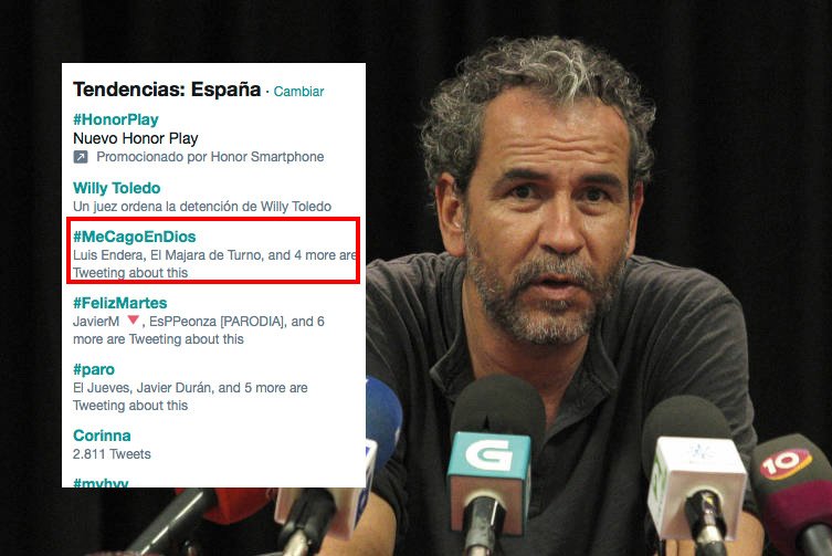 Tremending's tweet photo. Un juez ordena detener a Willy Toledo y los tuiteros convierten #MeCagoEnDios en Trending Topic https://t.co/84VWl82mkA https://t.co/8kWzJvg30F