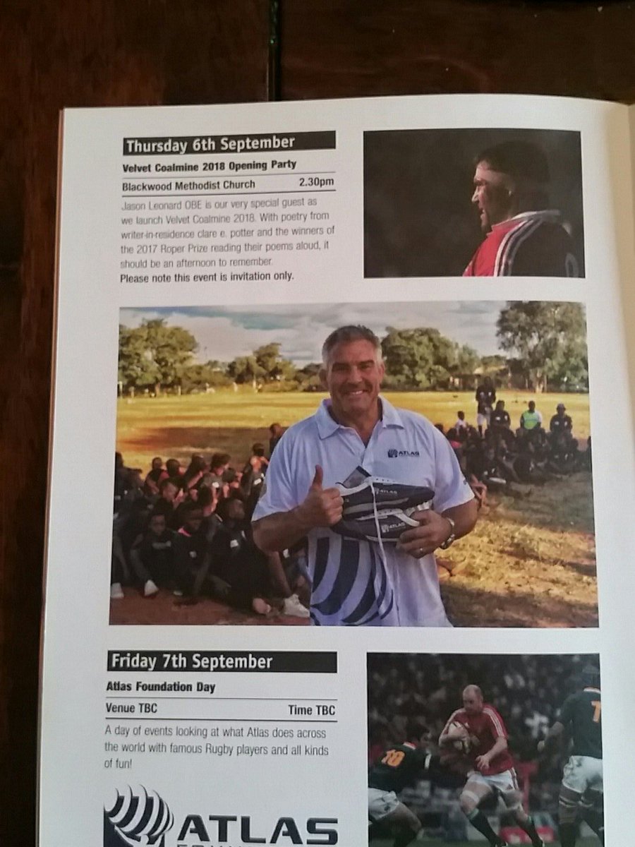 Some cracking events at this year's <a href="/velvetcoalminer/">Velvet Coalmine</a> festival. As poet in residence I'll be reading with rugby legend #JasonLeonard, ukulele genius <a href="/JeffJapers/">JeffJapers</a> and finishing off with the powerful #ZimVoices @JLeonardAtlas <a href="/LitWales/">Literature Wales</a>