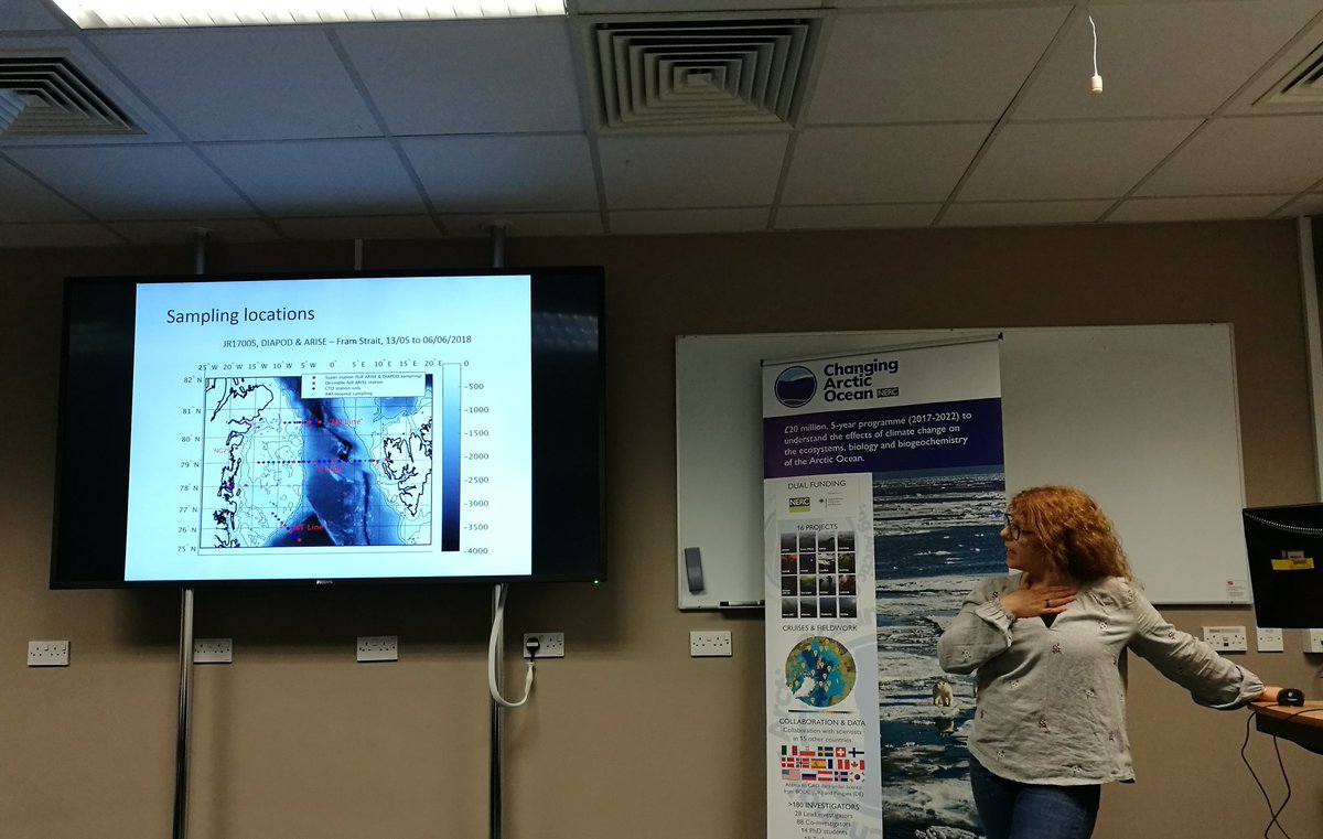 drsianhenley's tweet image. @louiza_norman giving a nice overview of @project_ARISE #sediment work in the #FramStrait during summer 2018. Nice opportunities for collaboration with @Arctic_Seafloor as part of @NERC_CAO