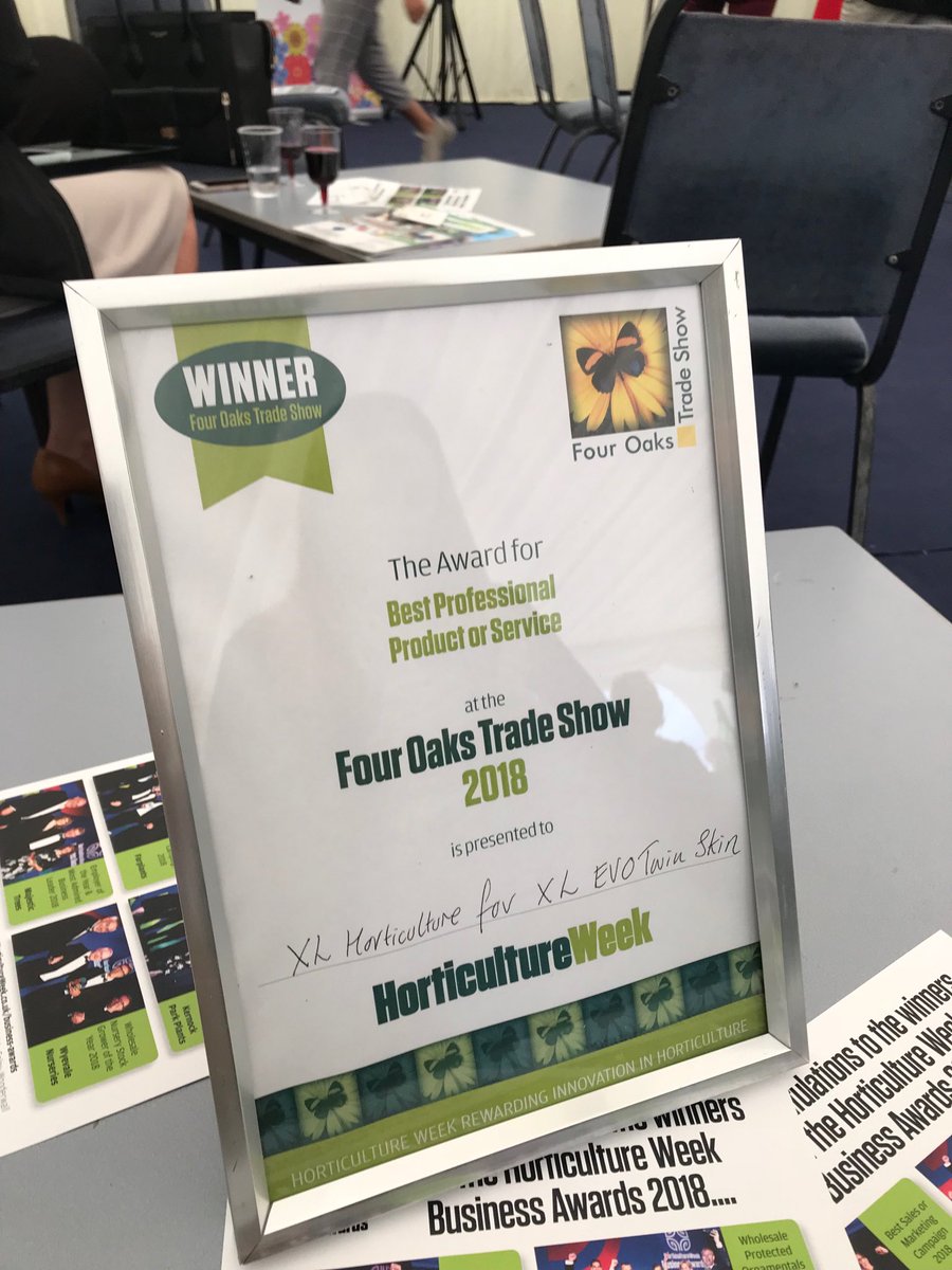 XLHorticulture's tweet photo. Thrilled to have won the best product award at the Four Oaks Show for our new EvoTwinSkin https://t.co/MHthVLVqT2