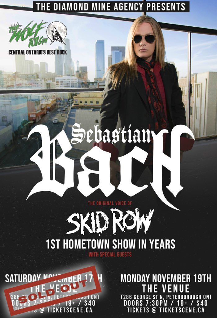 CWalker1015's tweet photo. ICYMI! @thewolfca & @DiamondxMine present @sebastianbach LIVE IN CONCERT for a second show on Nov 19 @VenuePtbo. Tix on sale Thursday at 10am. #BachisBack #hometownshow Details here https://t.co/Q6QbxKmNEF https://t.co/Nj1M5XcMhh