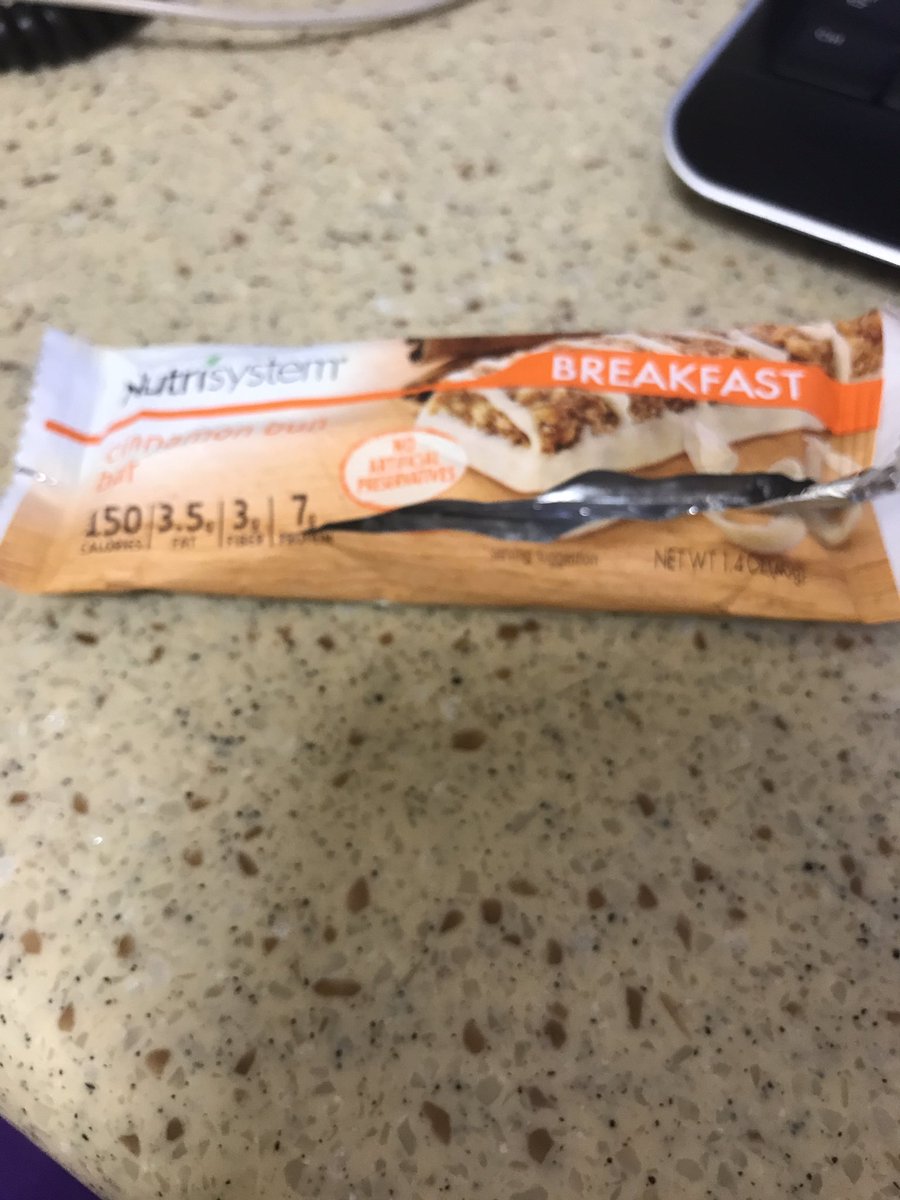 twohearts0427's tweet photo. So the cinnamon bun bar was pretty good.  I'm off to a good start.  #justkeepswimming #nutrisystem #rundisney10k2019 #rundisneyprep https://t.co/U4UQO0Rx2f