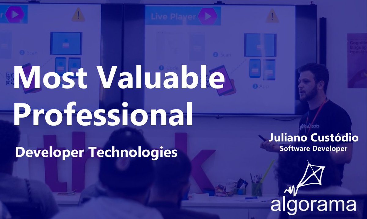 algorama_ti's tweet photo. Estamos orgulhosos do novo Microsoft MVP brasileiro. 
O Juliano Custódio (@JuuCustodio) é Software Developer na Algorama, especialista Xamarin e atua em nossos projetos Mobile. https://t.co/qcI4UFSTl4