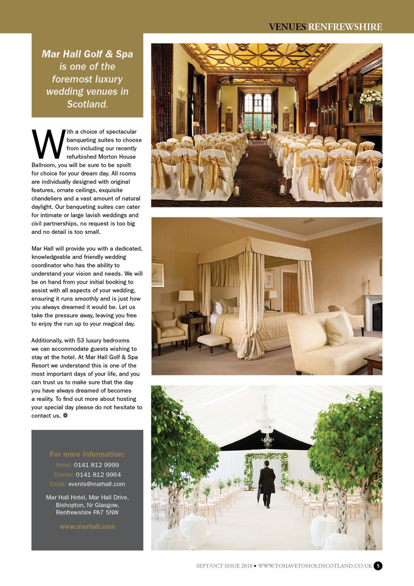 ToHaveToHolds's tweet image. Mar Hall Golf &amp;amp; Spa is one of the foremost luxury wedding venues in Scotland. Contact us on 0141 812 9964 or visit marhall.com