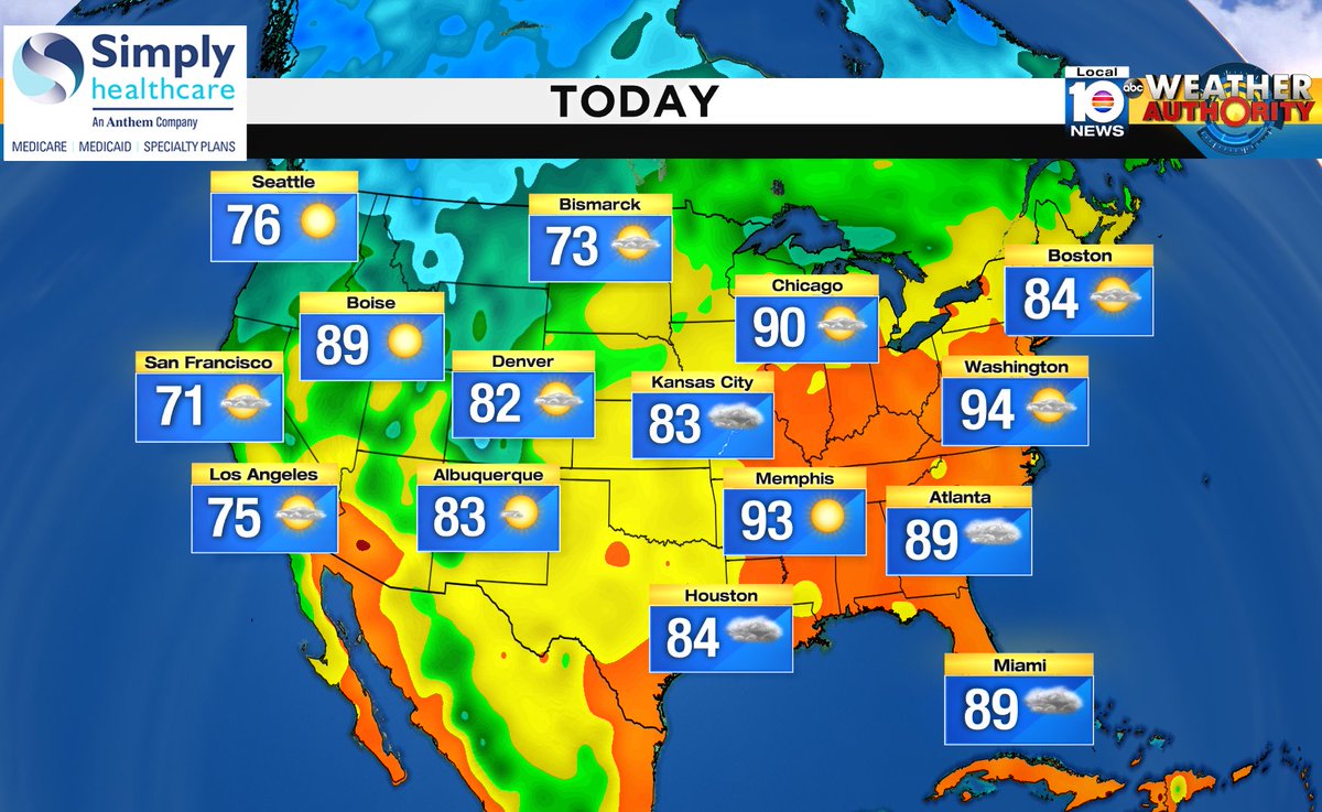 Here is the national forecast for today Presented by Simply Healthcare https://t.co/qoC3oM7ZT3