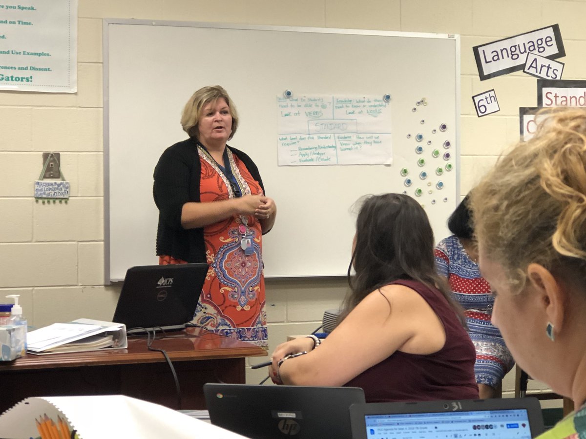 corbett_nicole's tweet photo. Breaking down our standards today in PLCs - Focusing on the verbs. What do students need to able to do? #almsgators @staceyp0032 @almsgstors https://t.co/XvBOp4D1W6