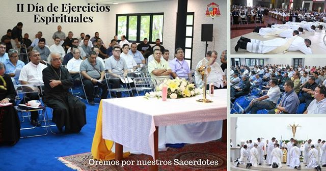 arquimanagua's tweet photo. En este segundo día de los Ejercicios Espirituales de nuestros sacerdotes de la Arquidiócesis de Managua pidamos a Dios para que puedan cumplir el segundo objetivo del retiro: Buscar la voluntad de Dios. #ArquidiocesisdeManagua #YorezoporlaCEN #Sacerdot… https://t.co/ZYdgIjd1jW https://t.co/eCPKgRklbZ