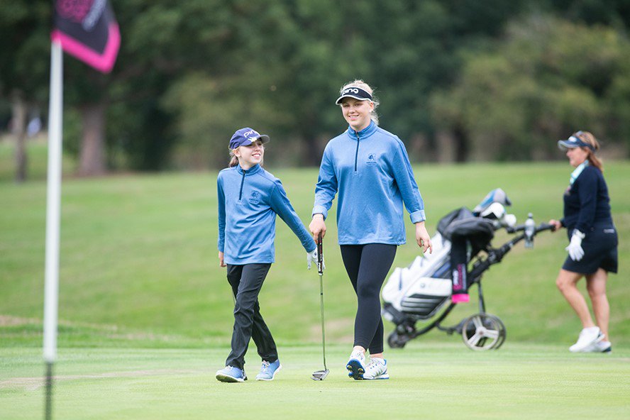 EnglandGolf's tweet photo. Lizzie Wilson and Madeleine Smith from @NorwoodParkGolf finish their round in the #PING4bbb Grand Final @GainsboroughGC They were 1st and 2nd in Sunday's Family Fourball - what can they do today? Scores https://t.co/9emOuFcZ8a @PINGTourEurope https://t.co/sYw6UEd6cu