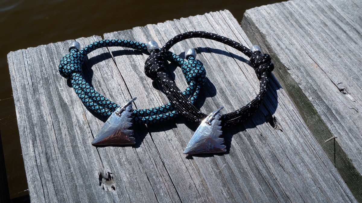 Each shark has a unique dorsal fin, just like human finger prints! Who's your fav <a href="/OCEARCH/">OCEARCH</a> shark girl? <a href="/RockStarLydia/">Lydia Shark</a> perhaps? These sterling silver shark fin bracelets are now available on my website on adjustable paracord bit.ly/bk4ocearch