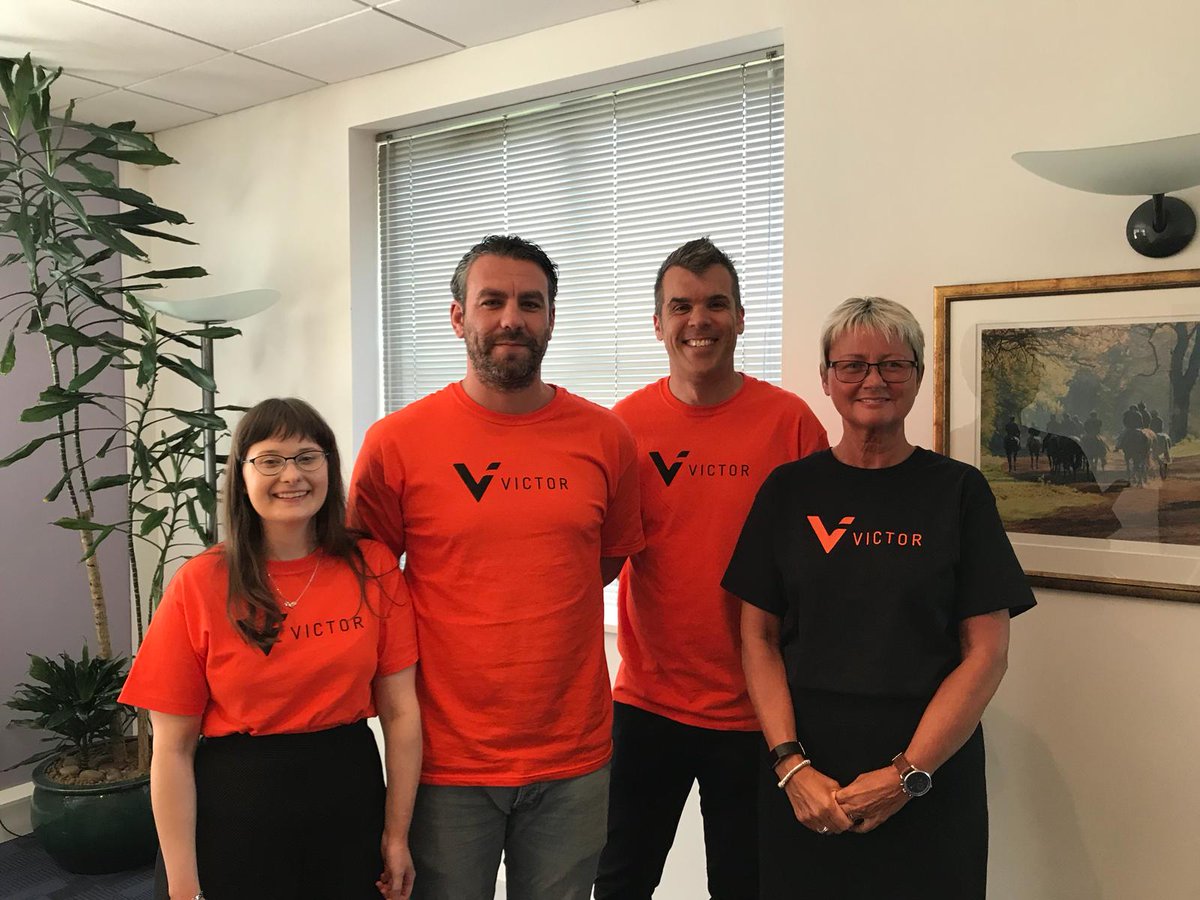 Here's our Newmarket team celebrating becoming Victor Insurance in the UK! Looking good #beavictor