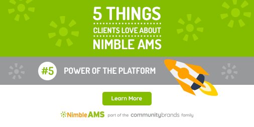 #ILoveNimbleAMS #Top5 There are many reason why clients love <a href="/NimbleAMS/">Nimble AMS by Community Brands</a>. Here's #5 of the Top 5 👏 👏 👏 What are the other 4? Learn for yourself and your #association. Watch this webinar why Nimble is the right choice > > > bit.ly/2AWo6r5 #AssnChat <a href="/Comm_Brands/">Community Brands</a>