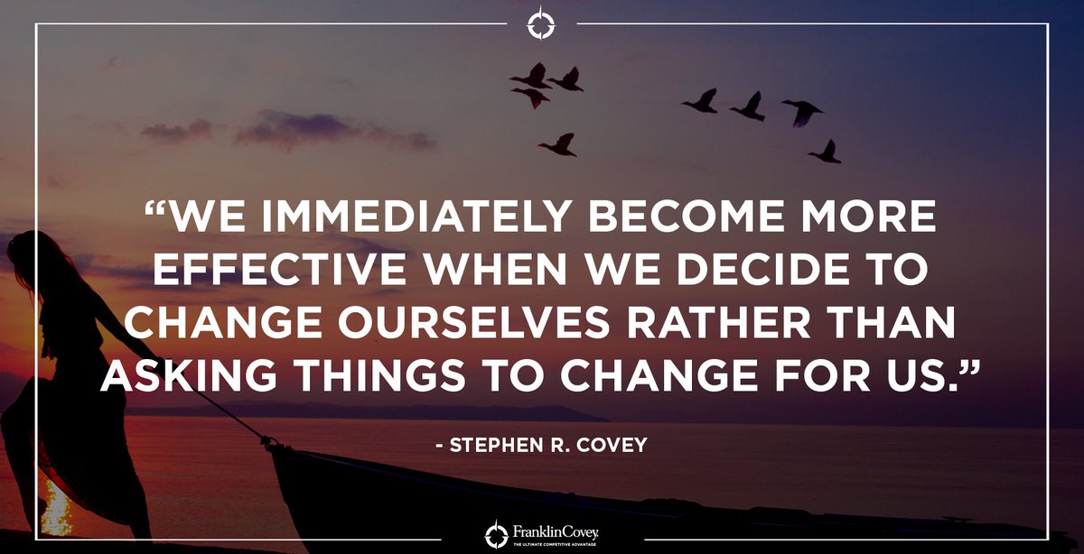 StephenRCovey's tweet photo. "We immediately become more effective when we decide to change ourselves rather than asking things to change for us." - Stephen R. Covey #QOTD #Wisdom #Motivation #Proactivity https://t.co/InP1Y1squb