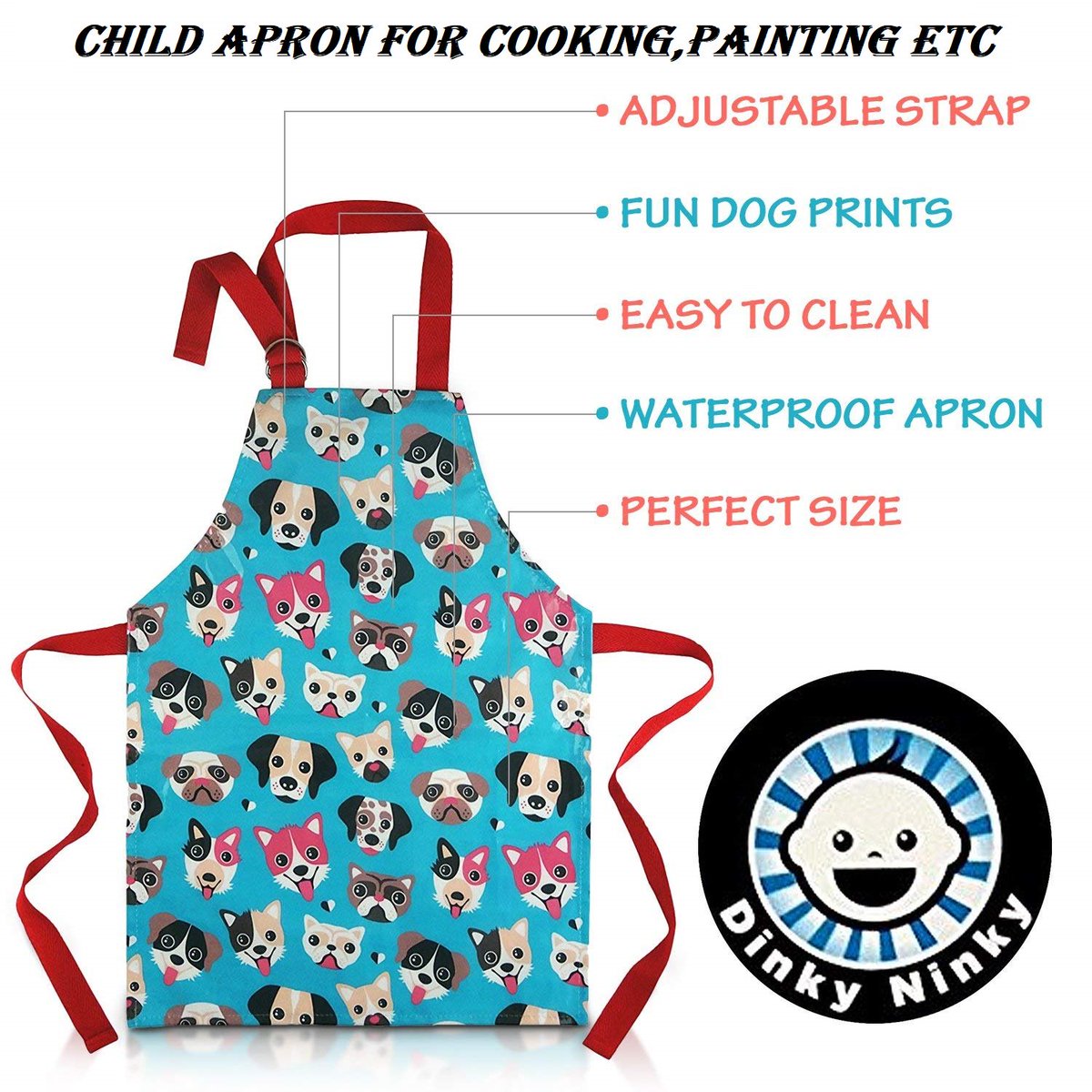 DinkyNinky's tweet photo. Child Apron For Cooking, Painting and other activities - Unique Cute Dog Print in Wipe Clean PVC Coated Cotton best for Toddlers, with adjustable neck strap and tie waist, and cute DOG PRINT https://t.co/SfC6yi2ImH #Apronforkids #Apron #Forkids #Kidsproduct #Dinkyninky https://t.co/eCkV3nY7z1
