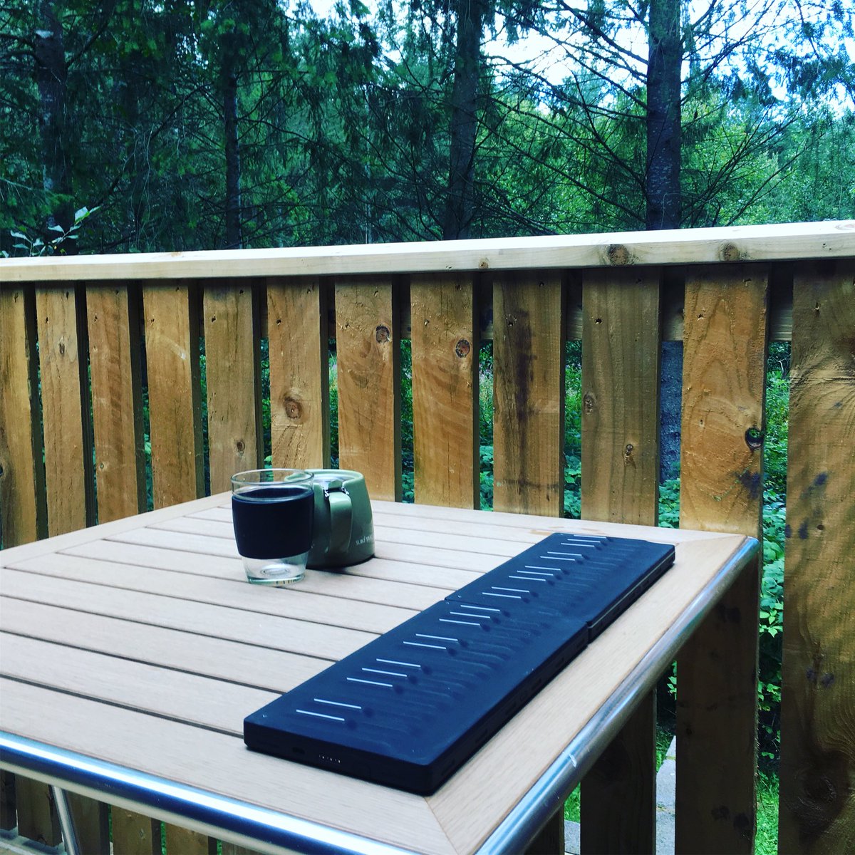 PSWilkinson's tweet photo. Making music in the forest. @WeAreROLI #roli #seaboardblock #seaboardrise #roliseaboard #seaboardrise49 #myseaboard #musician #composer #pianist https://t.co/kVR3ilKhta