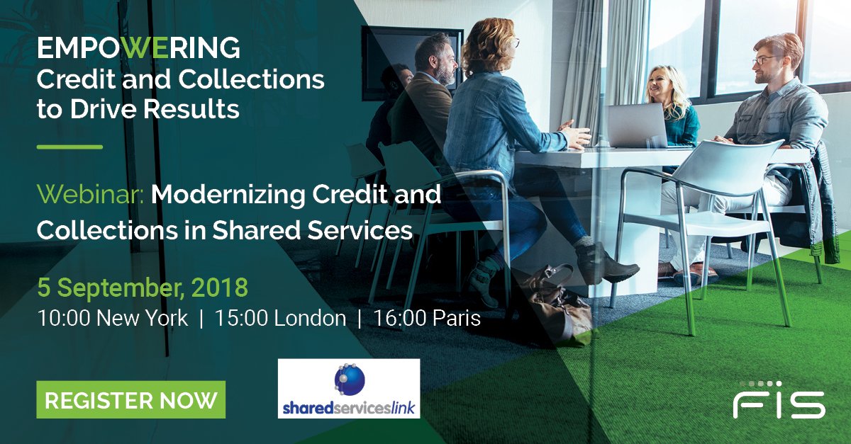 FISGlobal's tweet image. We’ve teamed up with Alfa Laval and Maersk Line to share #CreditAndCollections best practices on ‘Modernizing Credit and Collections in Shared Services’ webinar on Sept. 5 at 10am EST. Register today: okt.to/tVcXTd
