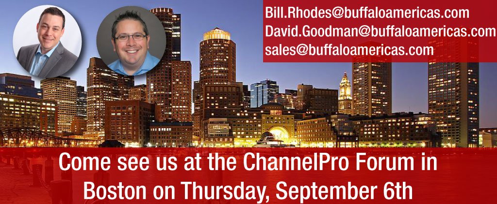 BuffaloAmericas's tweet image. We invite you to join us at the #ChannelPro SMB Forum in Boston, MA on Thursday, September 6th.

Use &quot;buffaloguest&quot; in the PROMO CODE section of registration, to reserve your seat for FREE: bit.ly/2PzTHkK