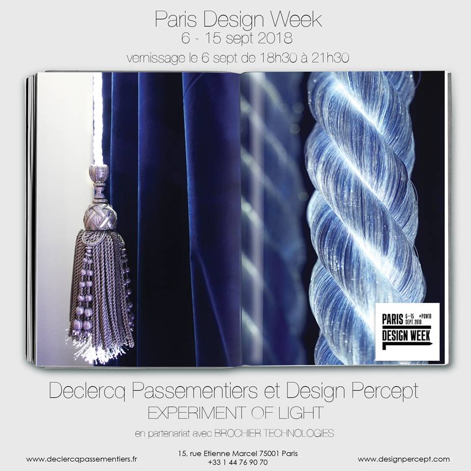 DeclercqTrimm's tweet photo. vernissage #experimentoflight chez #declercqpassementiers jeudi 6 septembre 2018 #pdw #pdw18 @ParisDesignWeek #fibreoptique #light #innovation #passementerie @designpercept https://t.co/XNqbv5rzmx