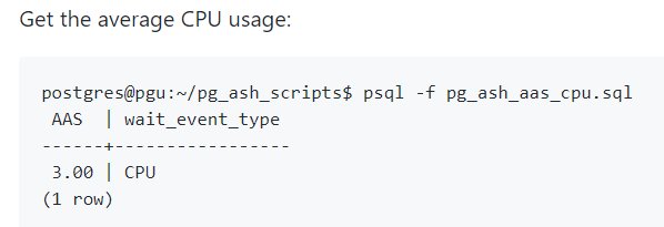 Some examples of pg_active_session_history insights in <a href="/postgresql/">PostgreSQL</a> (avg number of sessions on cpu per second, top 10 application, top 10 queryid on cpu, top 10 queryid waiting on IO and so on): github.com/pgsentinel/pg_… 
#postgres #postgresql