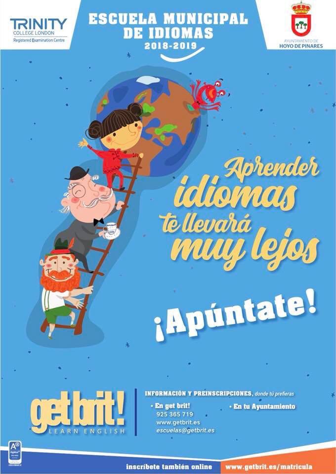 elhoyodepinares's tweet image. 🇬🇧 🇪🇸 Curso 2018-19 “Escuela Municipal de Idiomas” #Apúntate #GetBrit! #LearnAndEnjoy ✈️
📝 Aprender Idiomas Te Puede Llevar Muy Lejos 🍀
#ElHoyoDePinares #Ávila