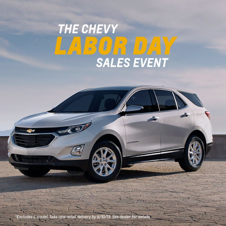 Ride out the summer in a new Chevrolet. Now through September 10, visit your local Chevy dealer for special deals on 2018 Chevy Equinox.* pbxx.it/1G8bs2