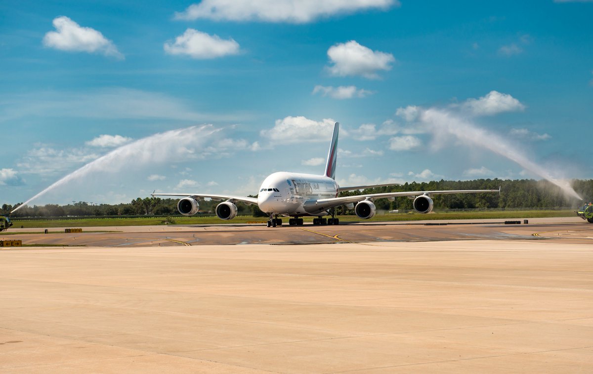 Wishing a happy anniversary to <a href="/emirates/">Emirates</a> as they celebrate three years of service at MCO! Although they currently use a 777 for their Dubai service at MCO, we'll never forget when they brought in their big bird for the inaugural. Congrats, friends! 🎉