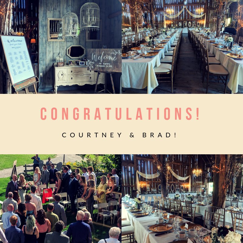 hardatcatering's tweet photo. Congratulations to Courtney &amp; Brad who were married with past Friday!
Side note: Isn't @CenturyBarnWeddings a picture perfect place to get married?

#Wedding #DurhamCaterer #durhamwedding #clarington #bowmanville https://t.co/lHLxLKT5VA