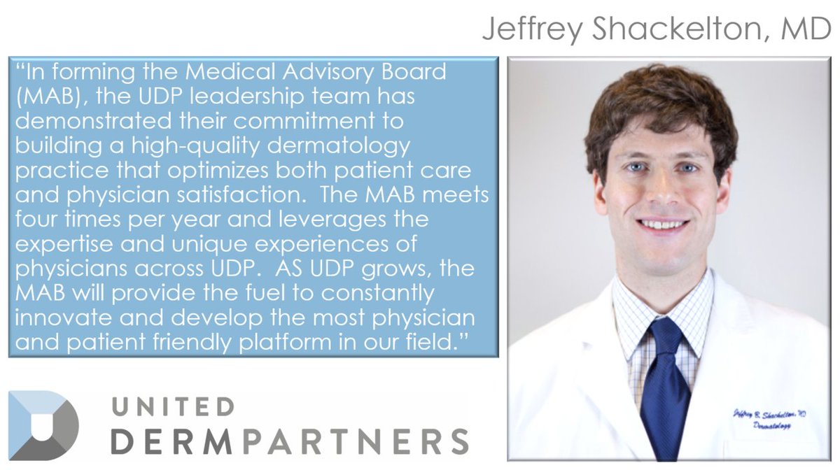 Everyone at United Derm Partners is excited about the formation of our Medical Advisory Board and what that means for the overall satisfaction of both our patients and providers.  #dermatology #advisoryboards #physicianrecruitment