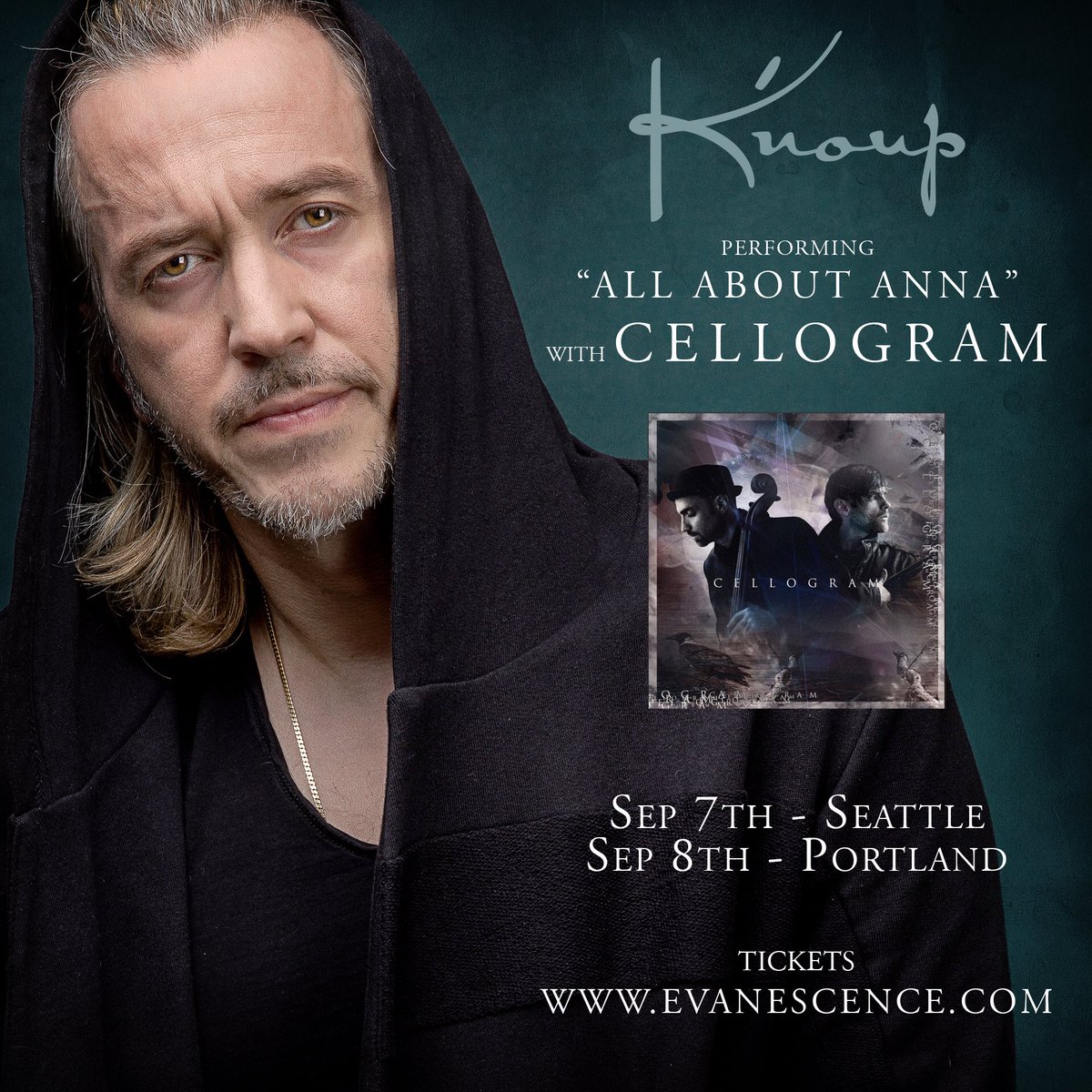 Performing ‘All About Anna’ this weekend with @cellogram99 in Seattle and Portland • tickets on sale Evanescence.com #cellogram #evanescence
