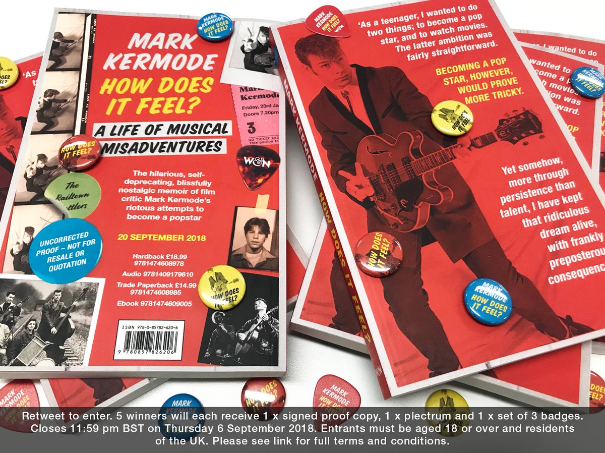 Want to read #HowDoesItFeel before it's out on 20 Sept? I have 5 early proof copies which I'll sign. Retweet this before midnight on Thurs for the chance to win one plus badges &amp; plectrums! Winners announced Fri. (Here's the dreary legal stuff bit.ly/HDIFgiveaway)