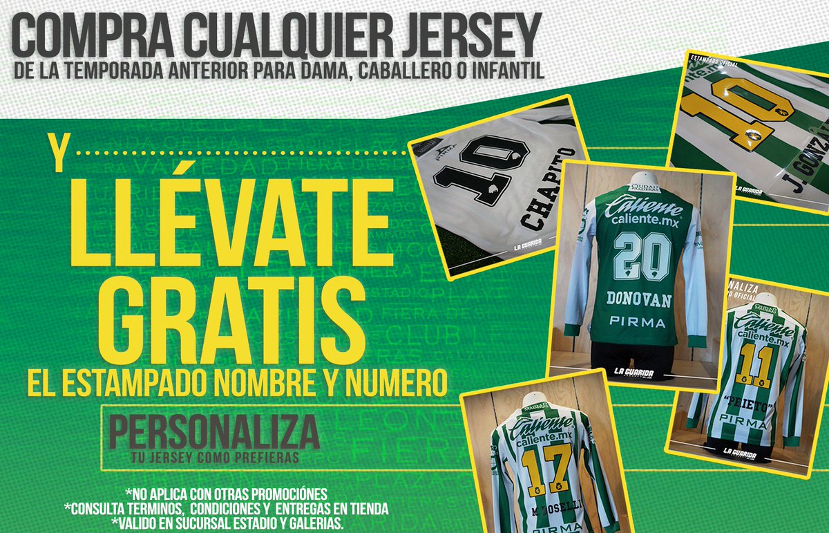 GuaridaDel_Leon's tweet photo. ¡No pierdas esta promo y aprovecha para vestir la piel #Fiera! 
¡Compra cualquier jersey de la temporada anterior y personalízalo como tu prefieras! Llévate el estampado gratis
Del 03 al 30 de septiembre
*No aplica con otras promociones *Consulte términos en tienda https://t.co/RfRkrhaJGs