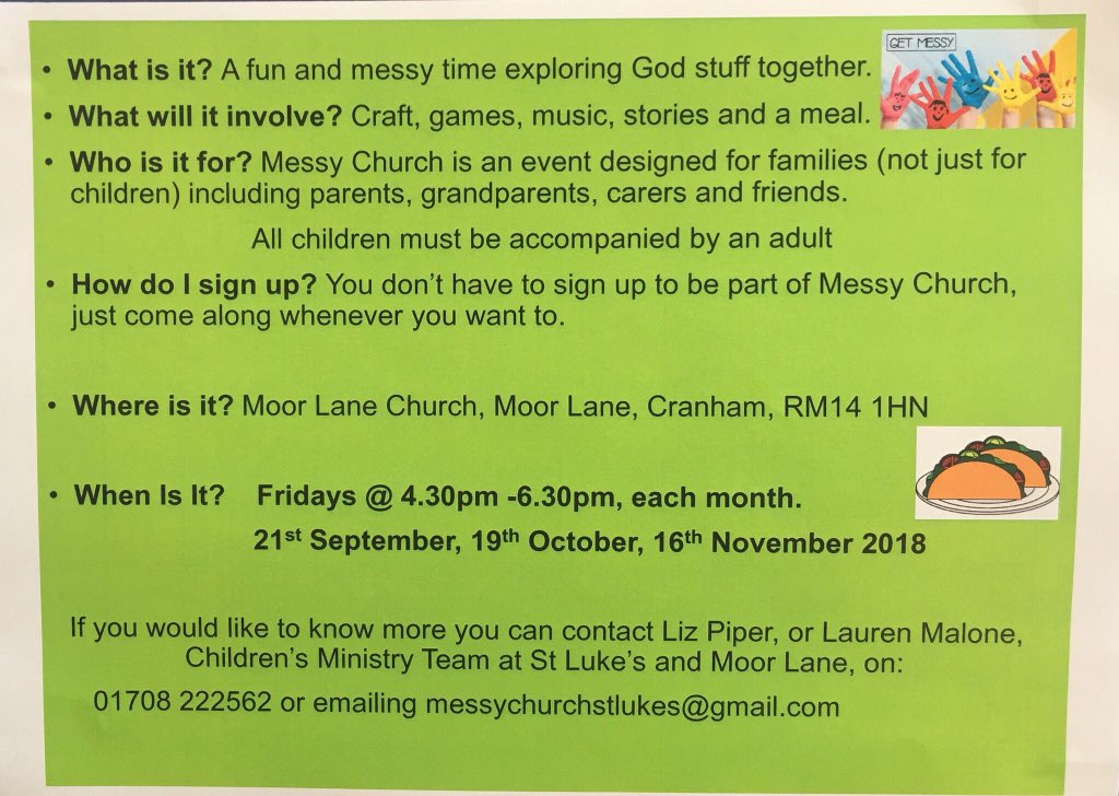 StlukeschurchRM's tweet photo. Messy Church, starting 21st September.  

#messychurch #kids #upminster #cranham #hornchurch @chelmsdio @UpminsterInfo @dailyprayers @HornchurchLife https://t.co/iEePDyDJfS