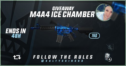 teufeurs's tweet image. Giveaway M4A4 ICE CHAMBER

You need to follow @TeufeurSoff + @SaltySkinsGG
Tag one friend

Results in 48h !!!