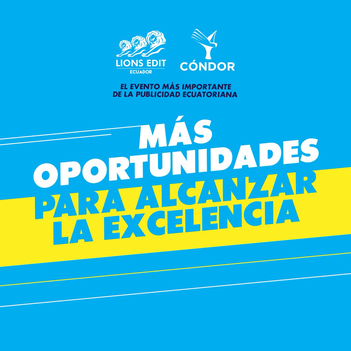ElCondorEc's tweet photo. Inscribe tus mejores trabajos hasta el 9 de septiembre. Tu recompensa será la excelencia! #lionsedit #condor2018 #lacreatividadnosune https://t.co/A6qVmCSHuT
